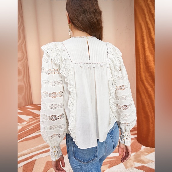 ULLA JOHNSON LILLY BLOUSE IN PRISTINE - Picture 3 of 10